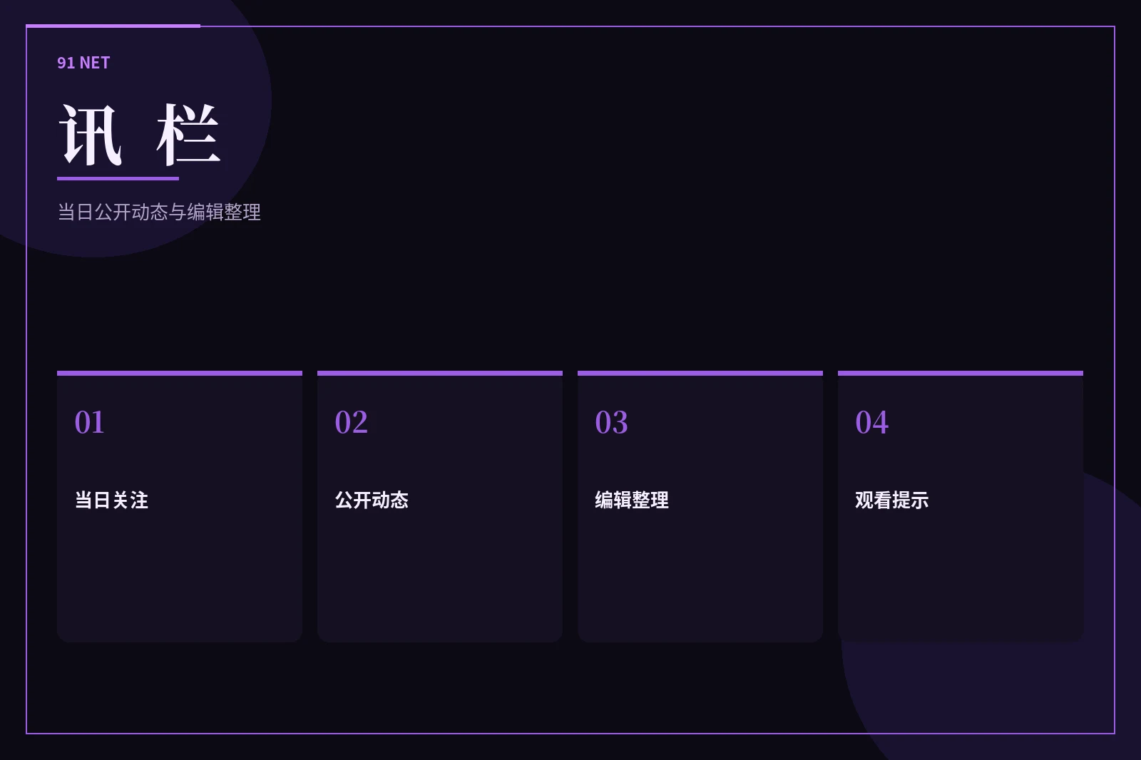 91网讯栏导览